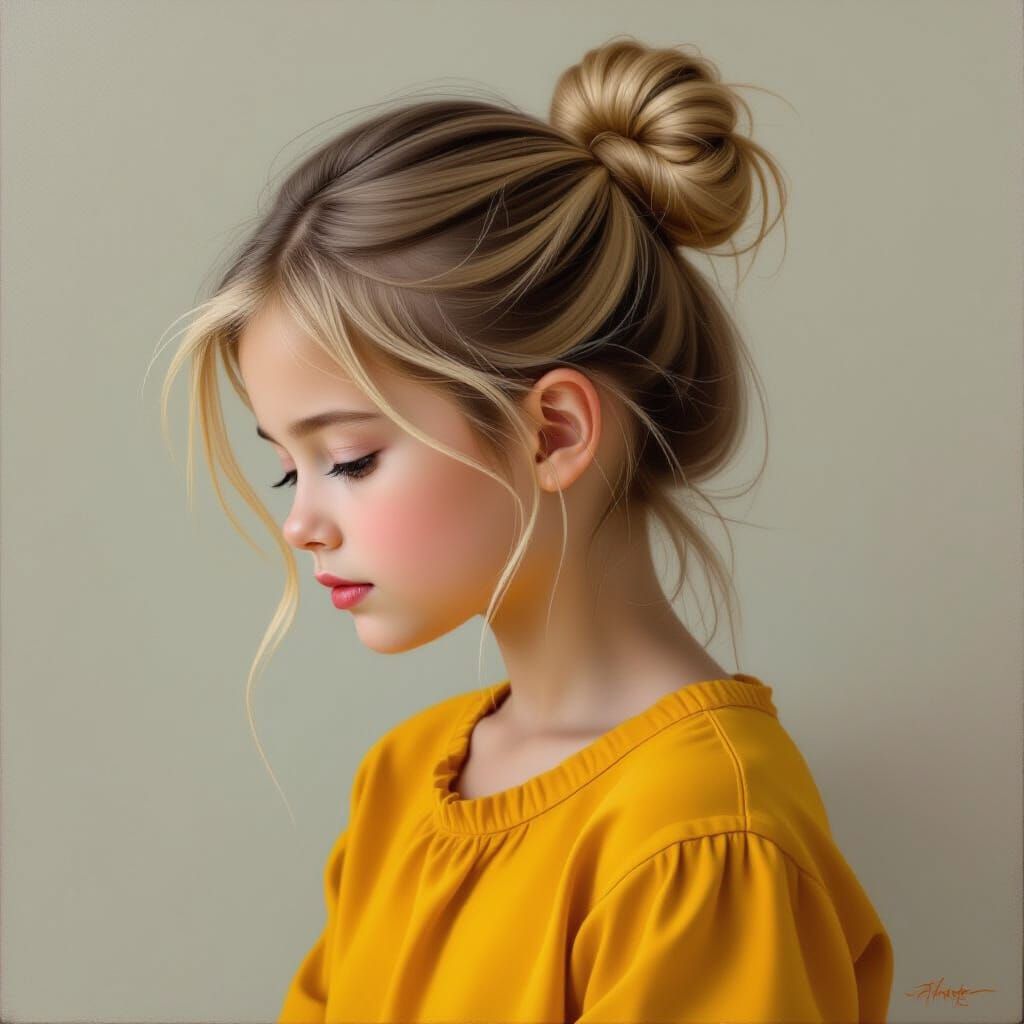 Hyperrealistic Portrait of a Young Girl in Soft Light
