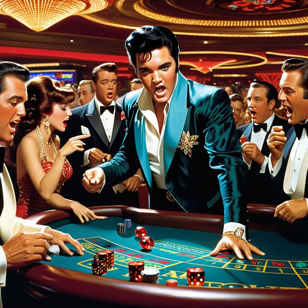 Elvis Presley in a Vibrant Casino Scene