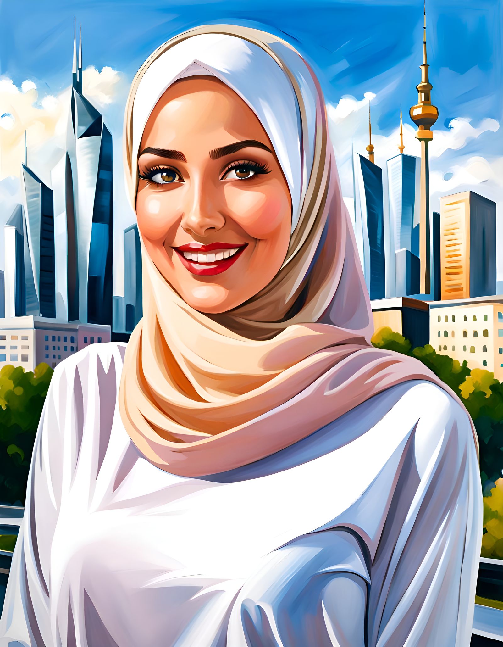 Elegant Young German Woman in Modern City