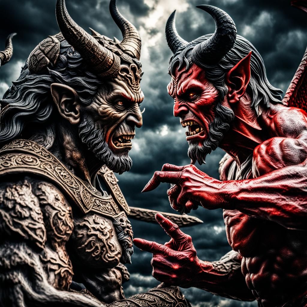 God and Devil Engage in Epic Spiritual Combat