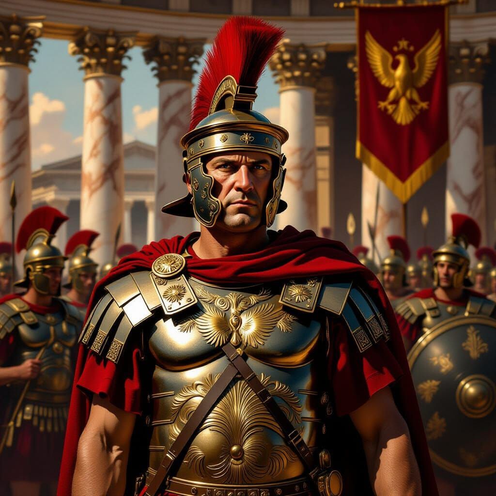 Roman Emperor Addresses Legions in Dramatic Golden Hour