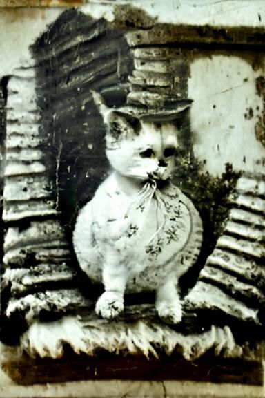 Vintage Feline Portrait in Victorian Era Setting