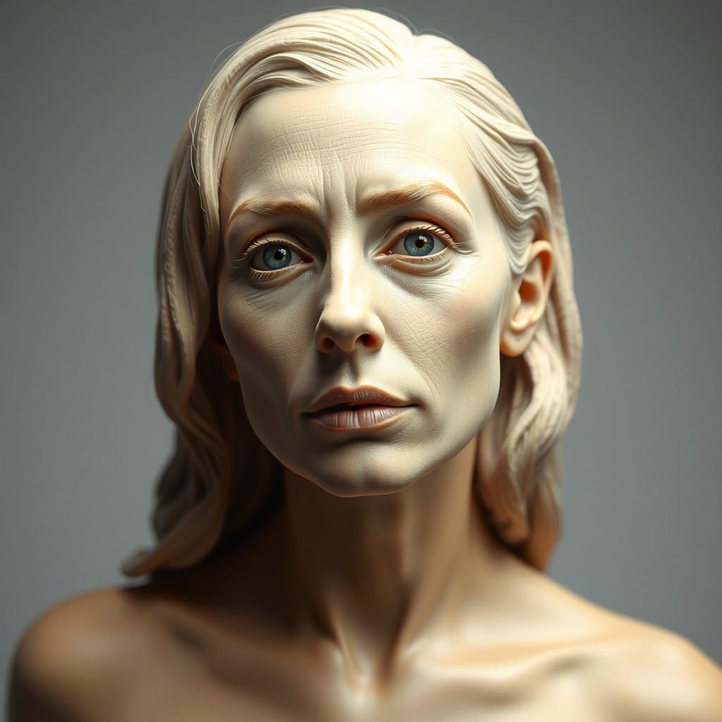 Realistic Portrait of a Female Sculptor in Mid-Contemporary....