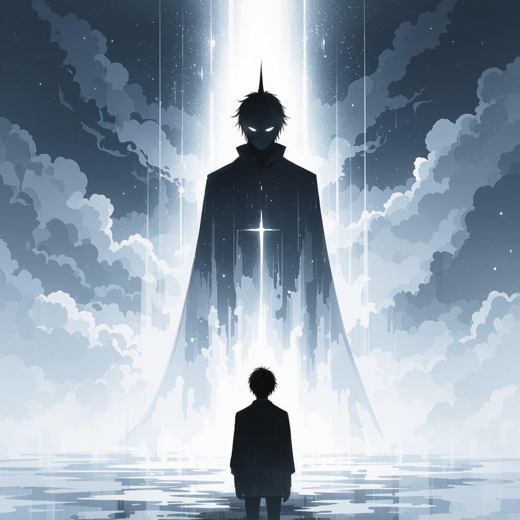 Surreal Anime Scene of Divine Intervention