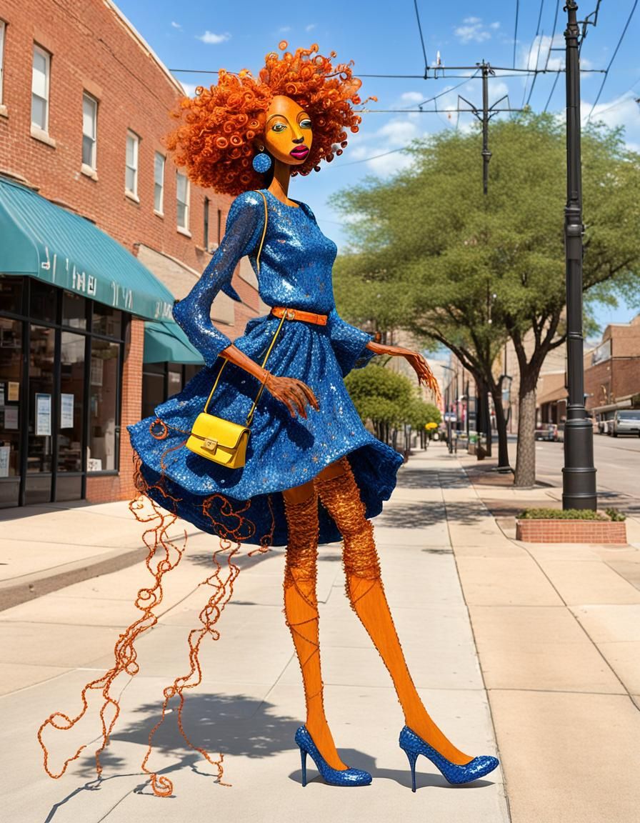 Eccentric African-American Stick-Figure in Whimsical Dallas....