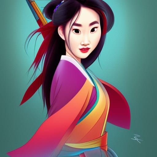 Ethereal Mulan in Vibrant, Hyperrealistic Style