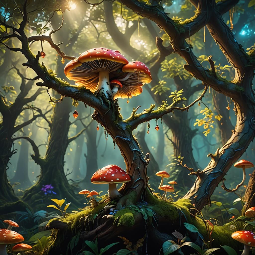 Whimsical Fantasy Creature in Enchanted Forest