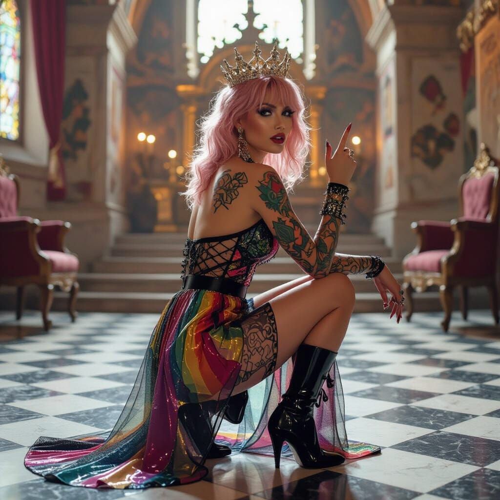 Rock and Roll Queen in Castle Throne Room