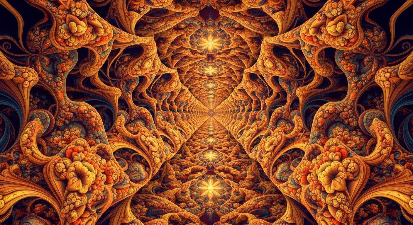 Psychedelic 1960s Sock Design with Fractals and Florals