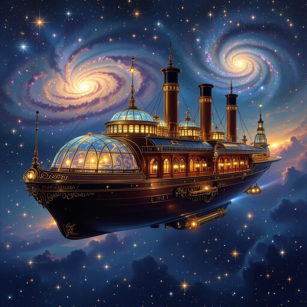 Victorian Starship in Deep Space