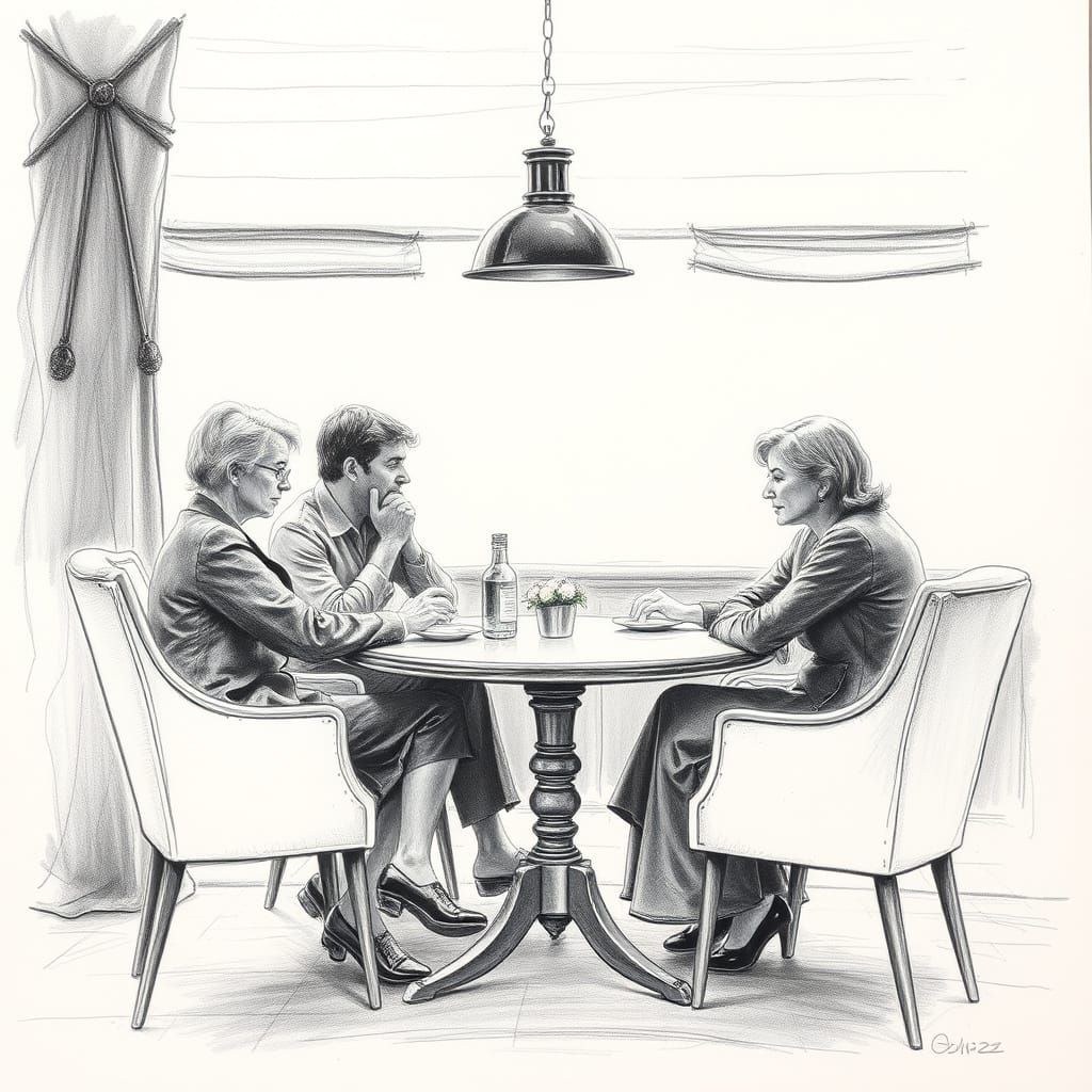 Vintage Germans Gather Around a Coffee Table