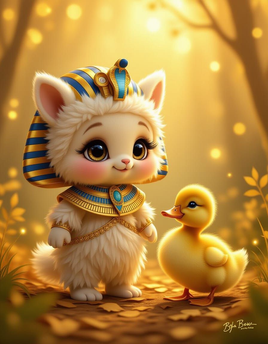 Adorable Baby Tutankhamun in Magical Forest