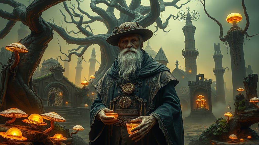 Fantasy Alchemist in Mystical Utopia: Fine Art Photography