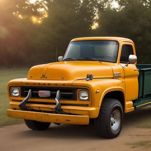 Vintage Pickup Truck with Massive Off-Road Tires