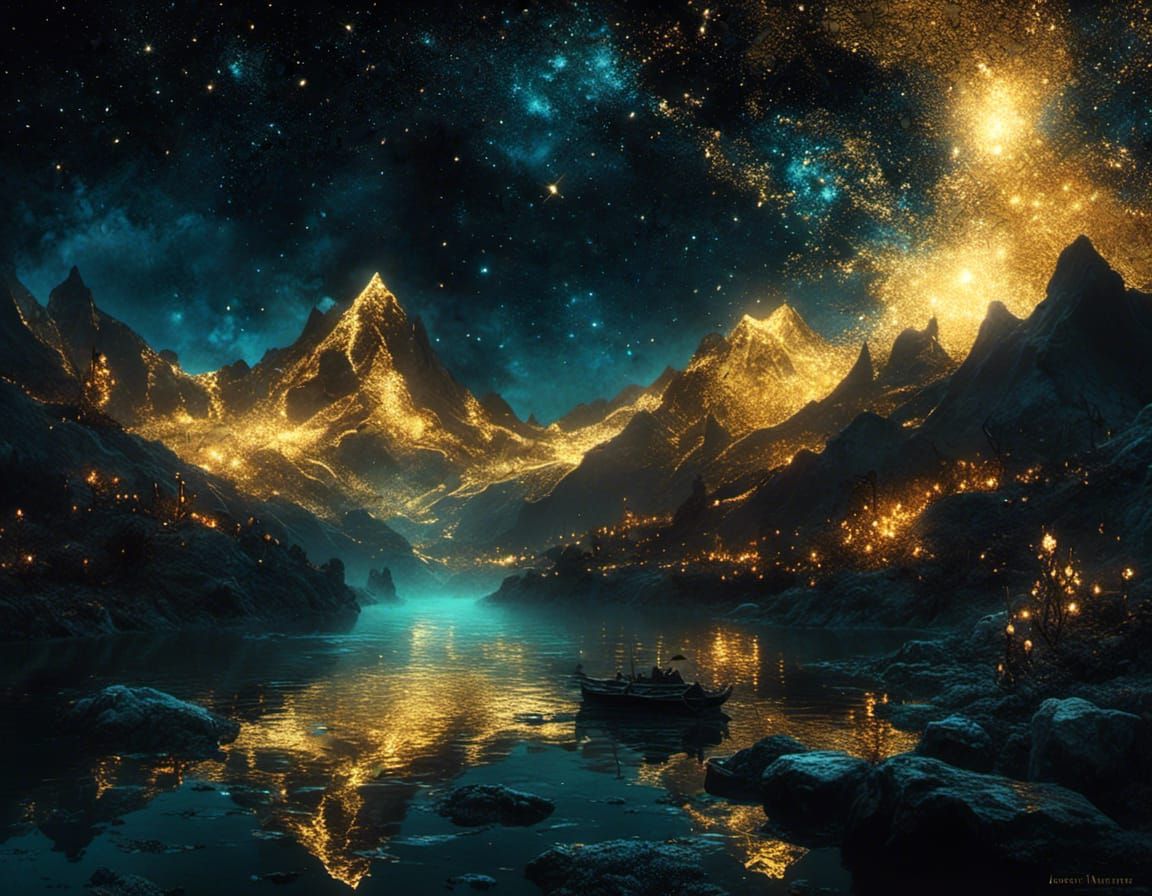Galactic City Reflection: A Dreamy Auroracore Landscape