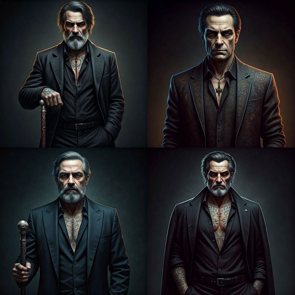 Stern Man of Dark Elegance with Suffering