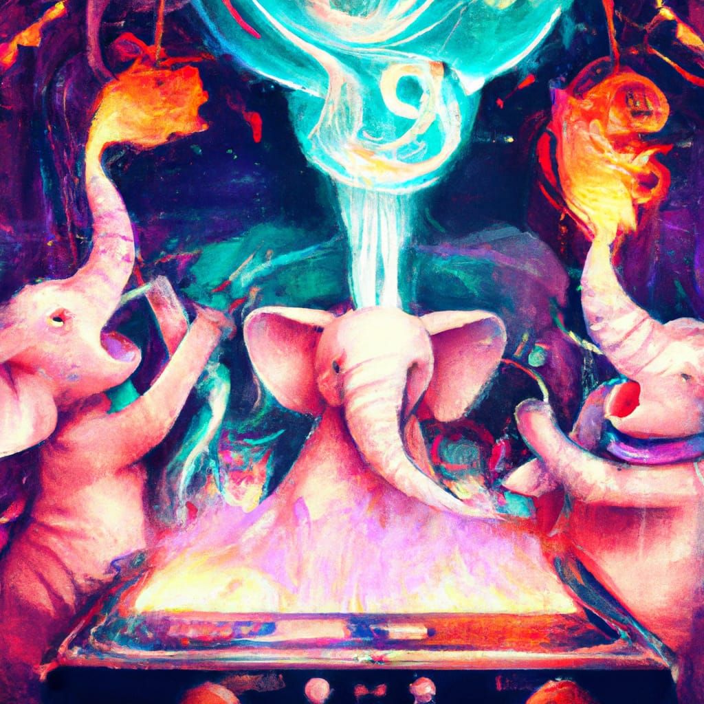 Cosmic Elephants Unleash Fiery Kitchen Aids in Stunning Astr...