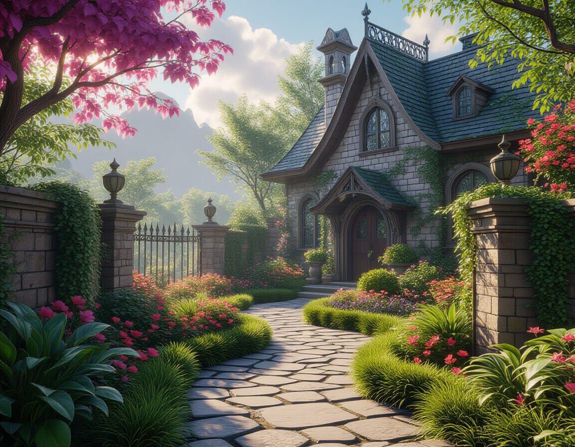 Creepy Wonderland Garden: Detailed Matte Painting