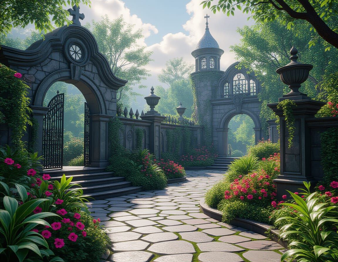Creepy Wonderland Garden in Detailed Matte Painting