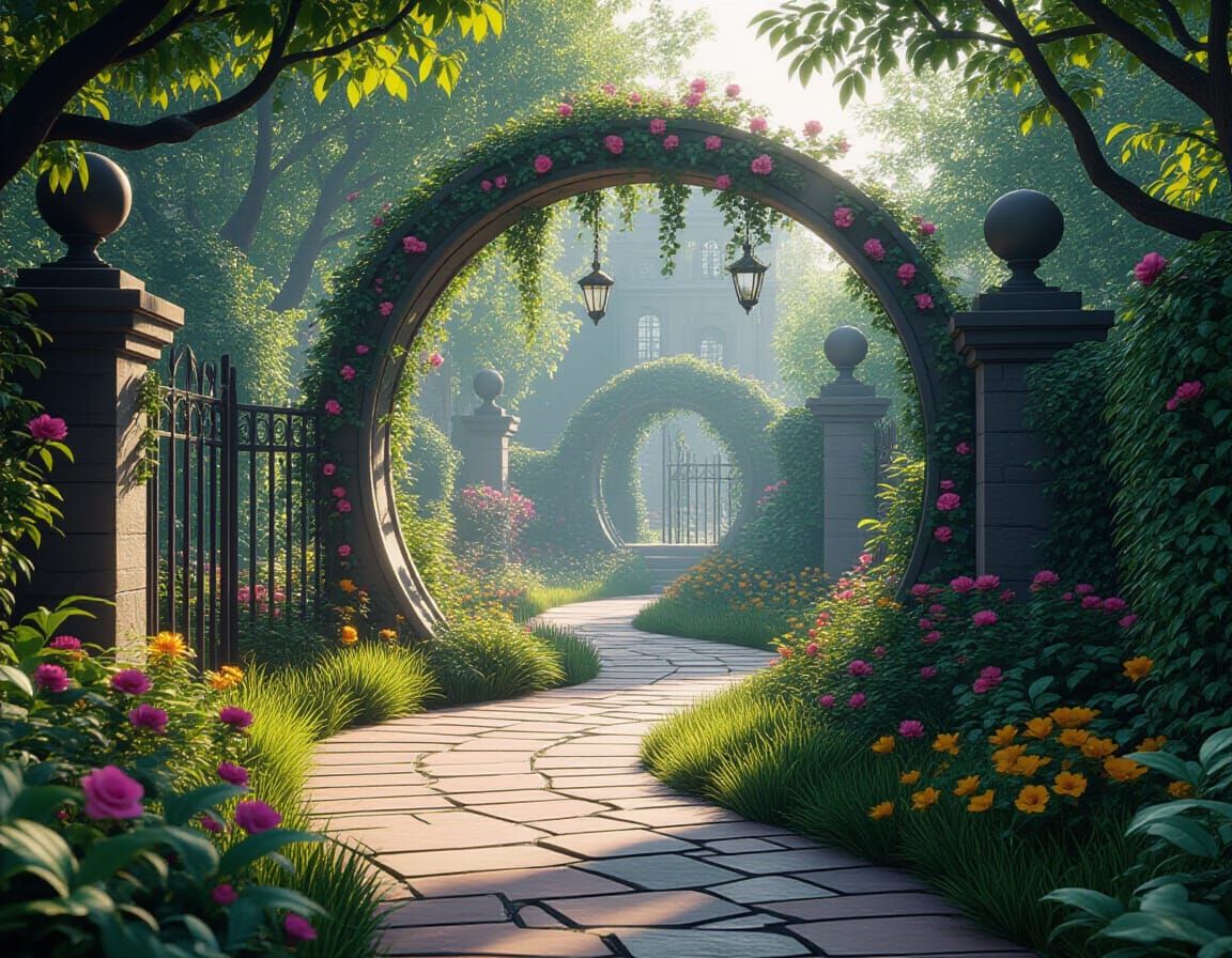 Creepy Wonderland Garden: Detailed Matte Painting