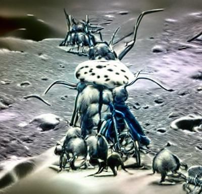 Giant Lunar Insect Colony in Sci-Fi Art