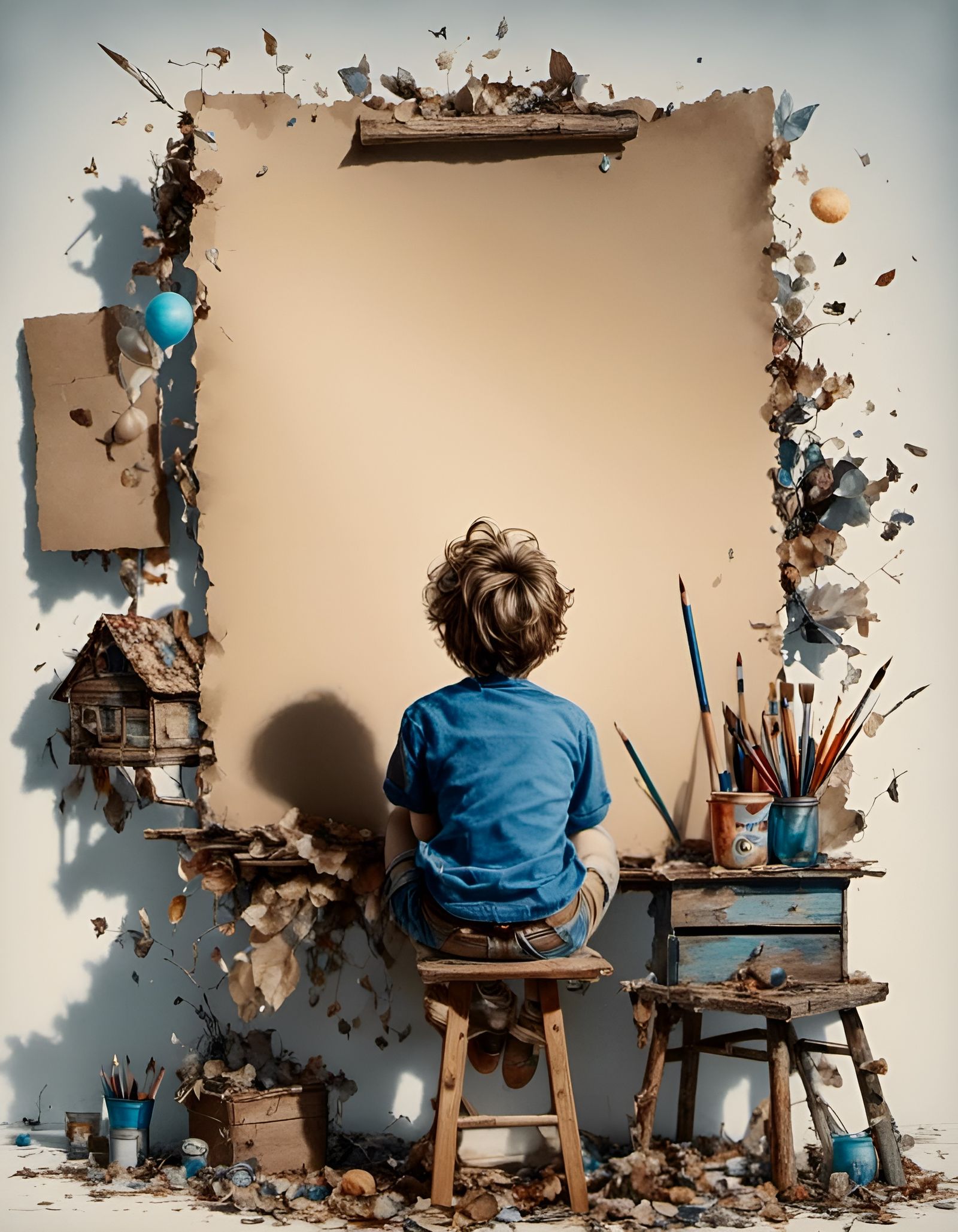 Hyperrealistic Concept Art of a Boy in a Studio
