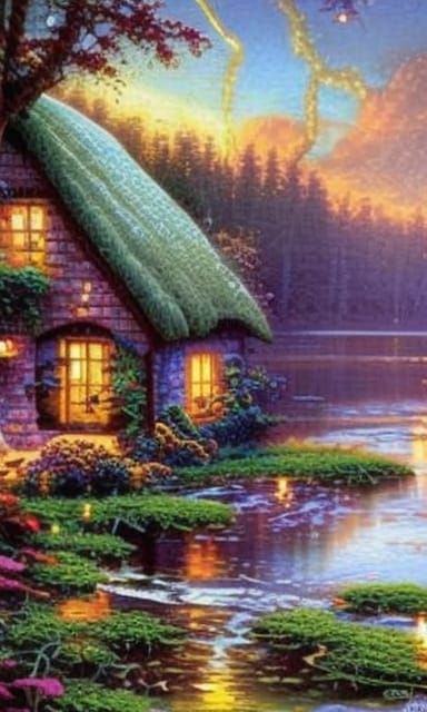 Dreamcatcher Cottage Under Ethereal Moonlight