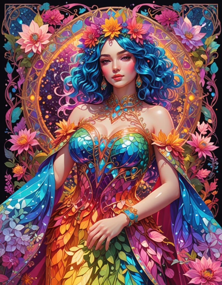 Surreal Fantasy Dahlia in Ancient Ruins