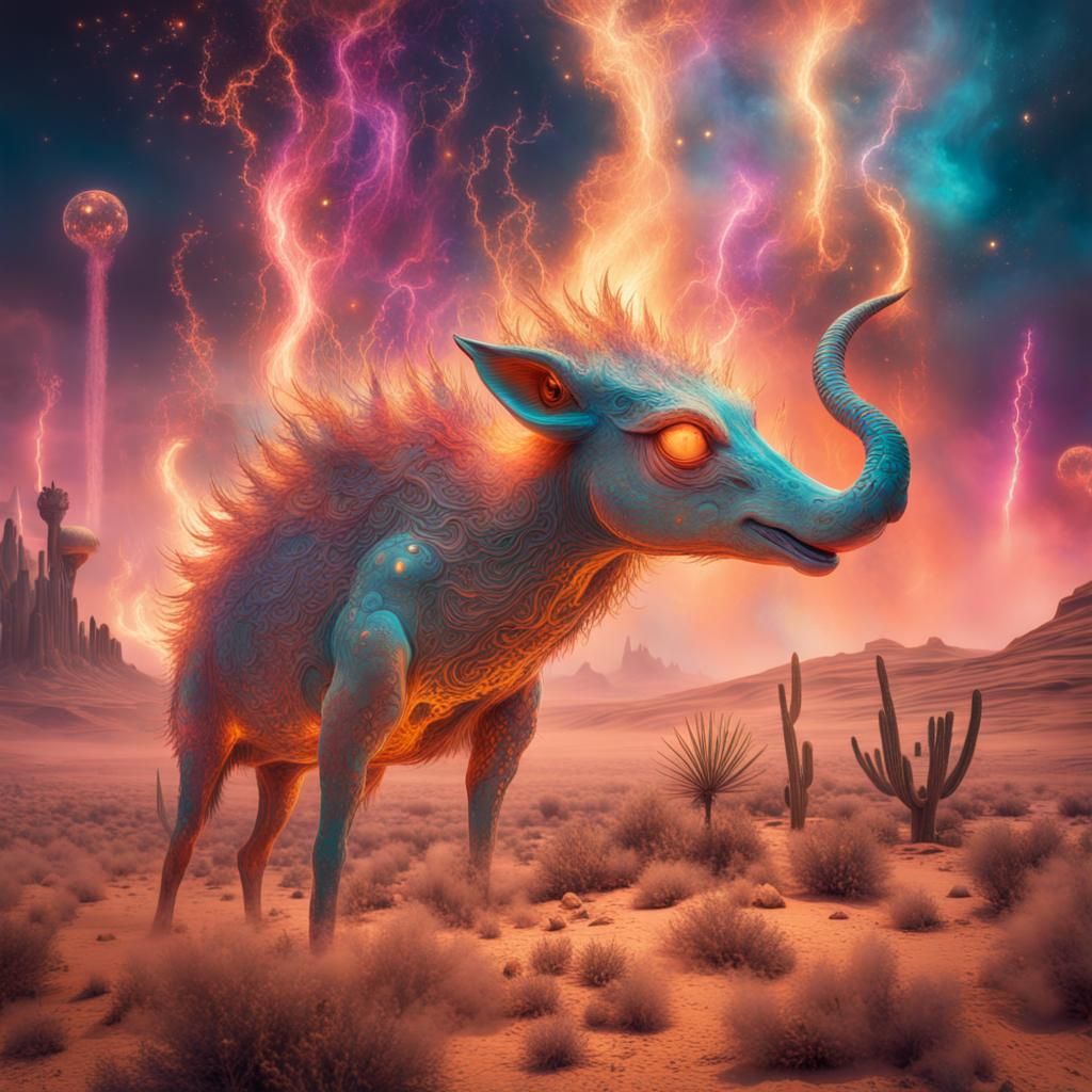 Fantastic animals in a desert