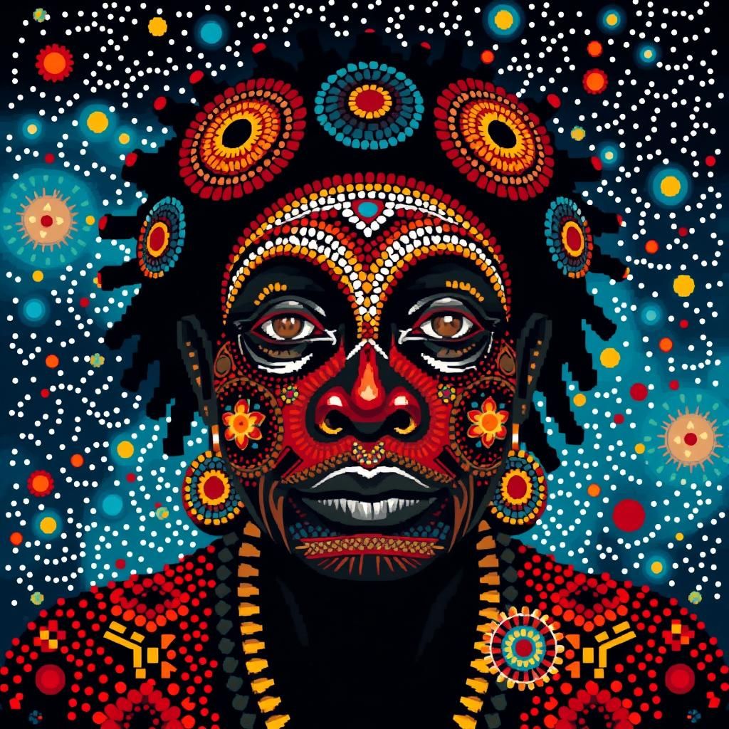 Cosmic Elegance Meets Ancient Aboriginal Artistry