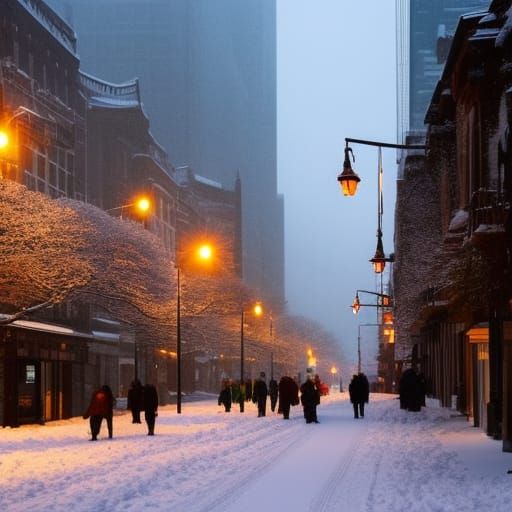 Frozen City Streets in Winter Melancholy