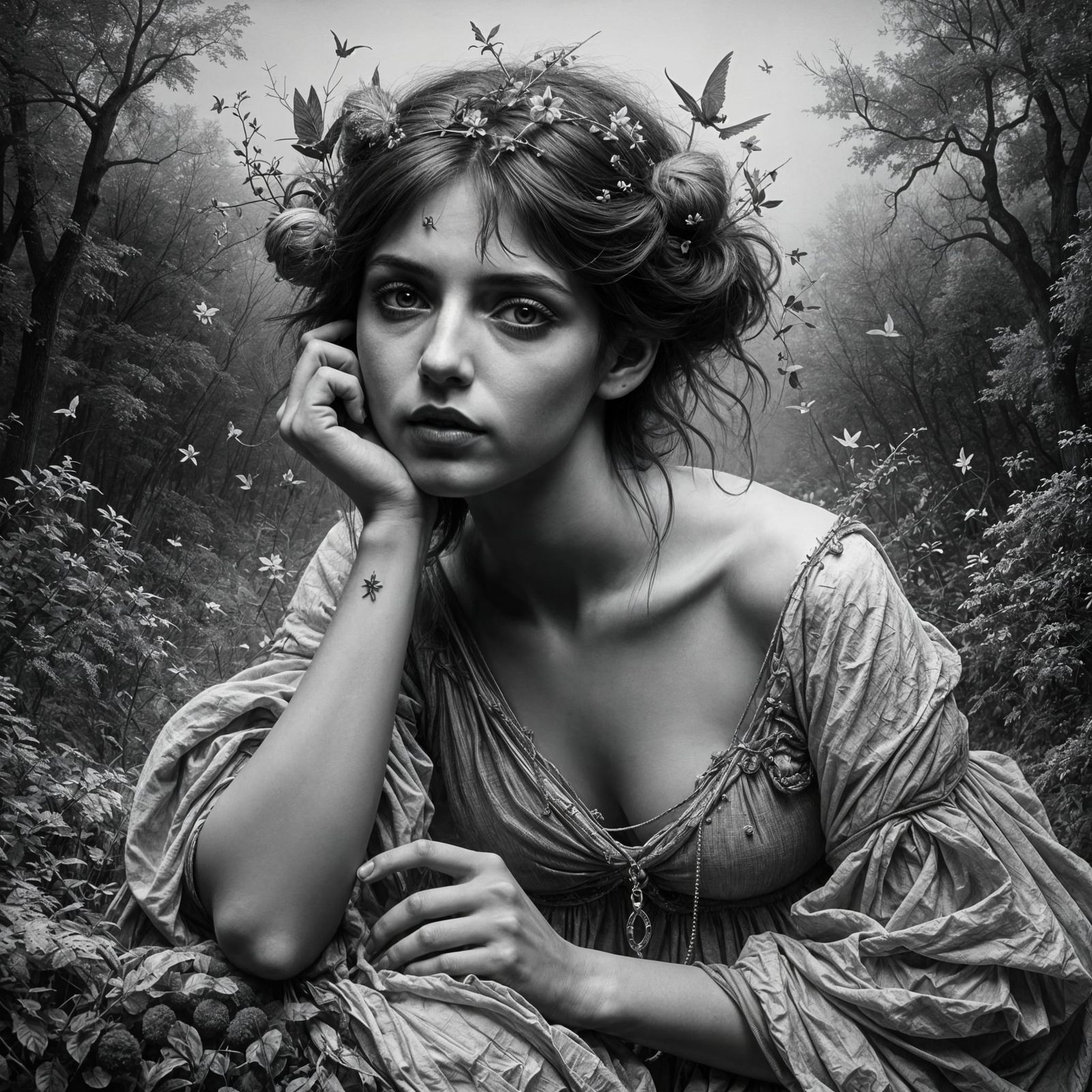 Alice Liddell as Pomona in a Hyperrealistic Oil Painting