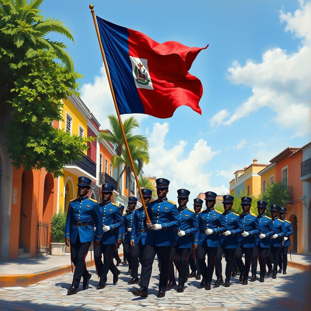 Dignified Black Haitian Infantrymen in 19th Century French M...