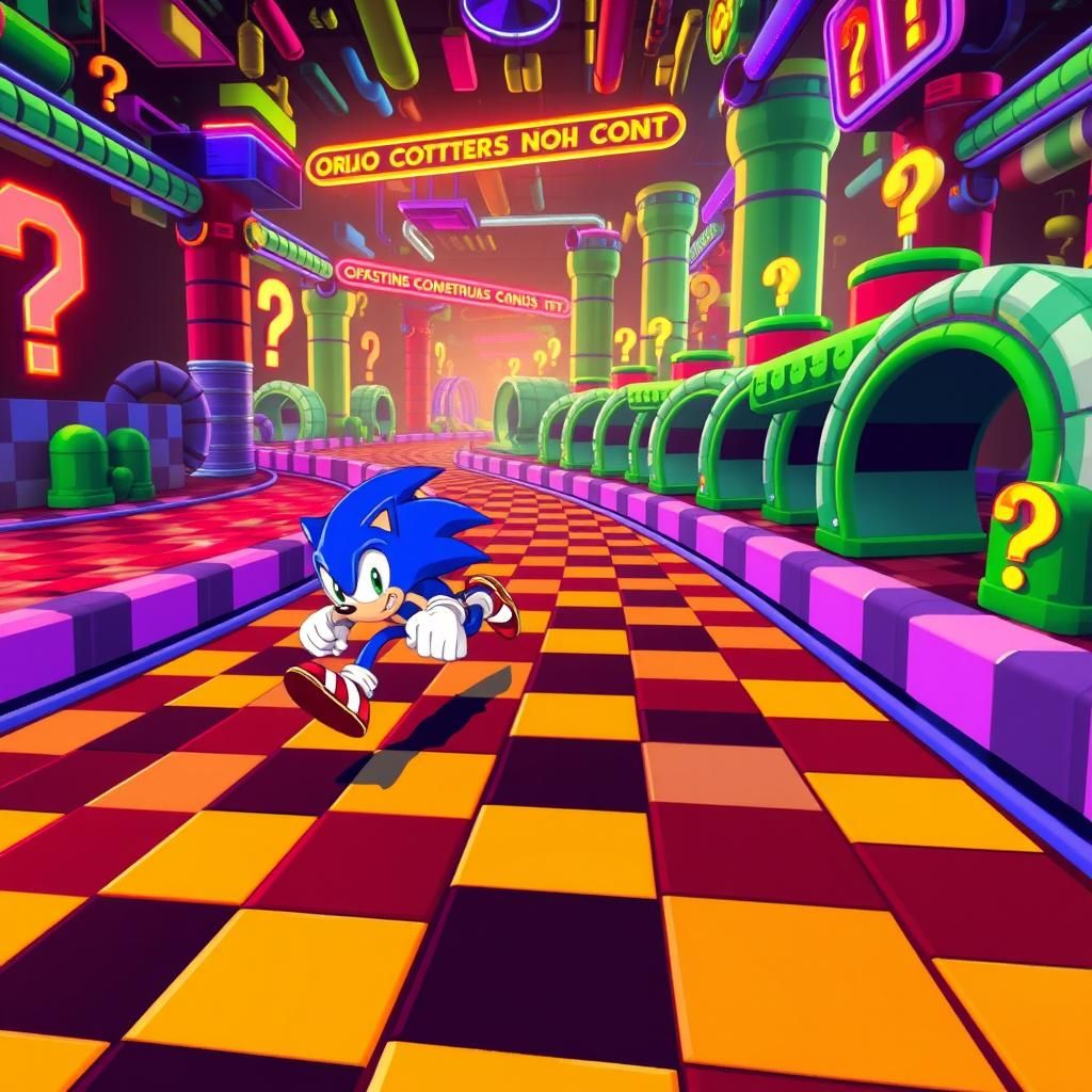 Sonic the hedgehog running on a Mario kart level 8bit pixels...