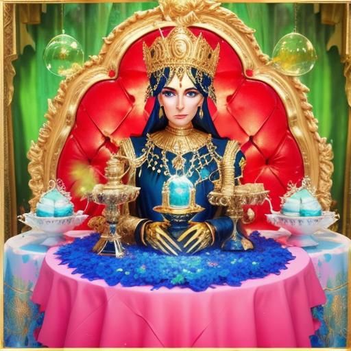 Photorealistic Mountains Reflected in Golden Cubes