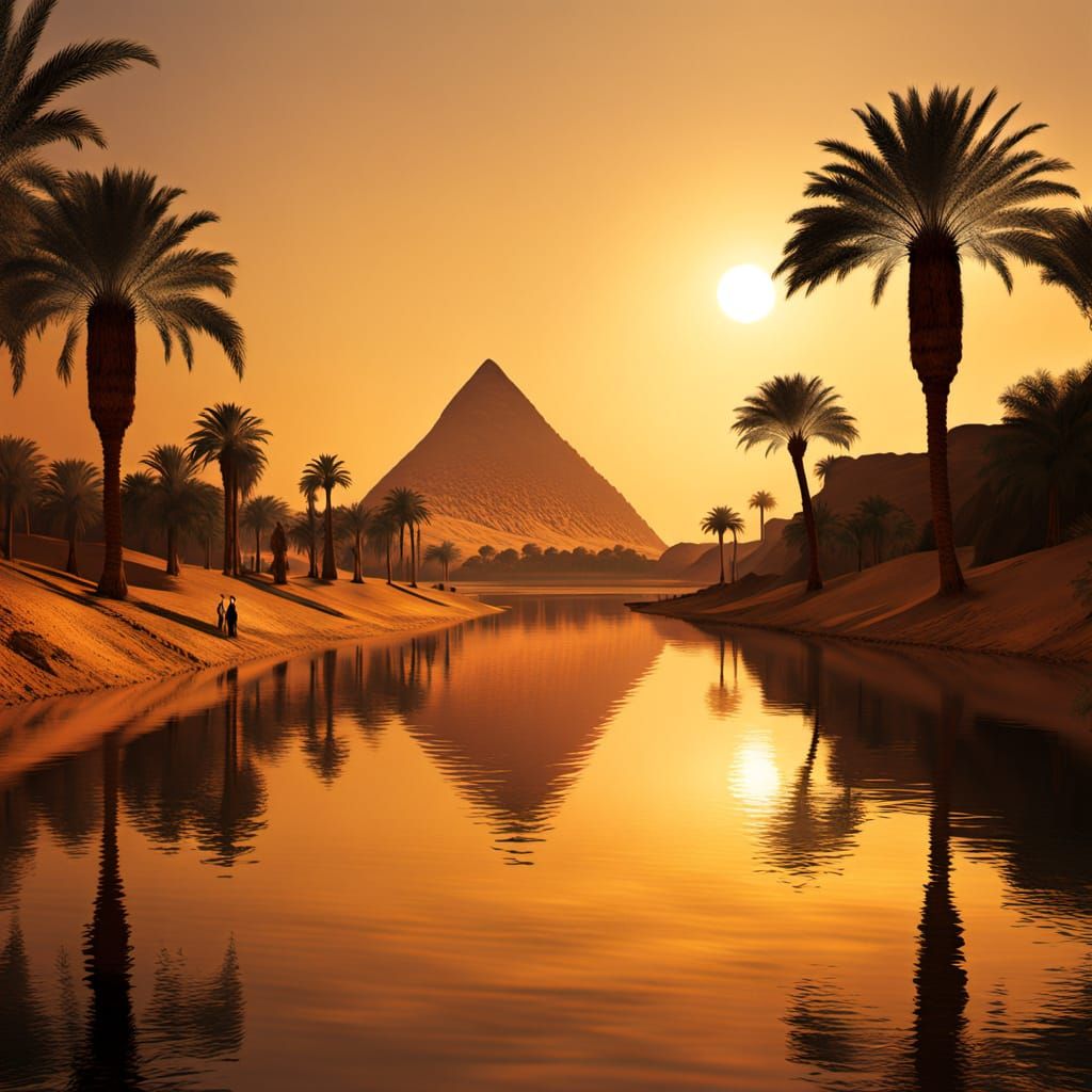 Egyptian Nile River Valley Panorama in Hyperrealistic Style
