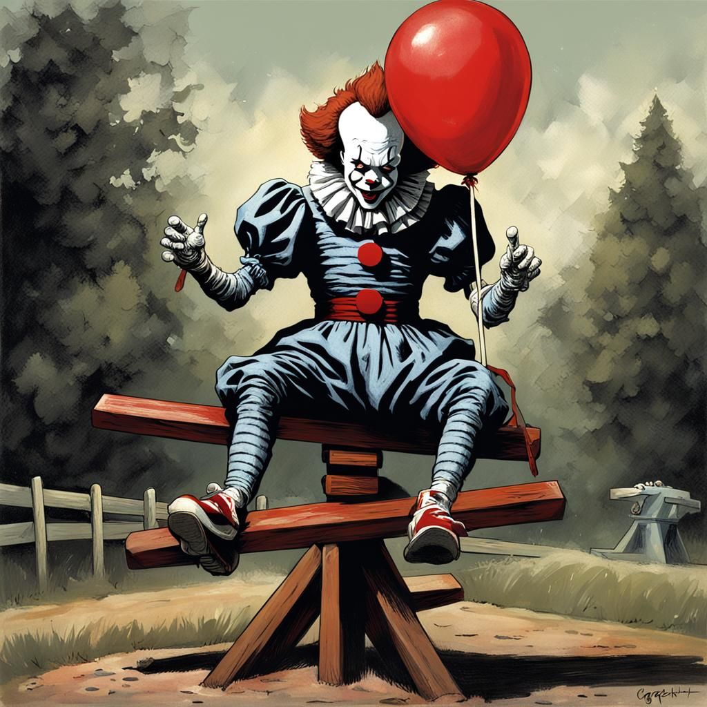 Pinhead and Pennywise in Dark Fantasy Art