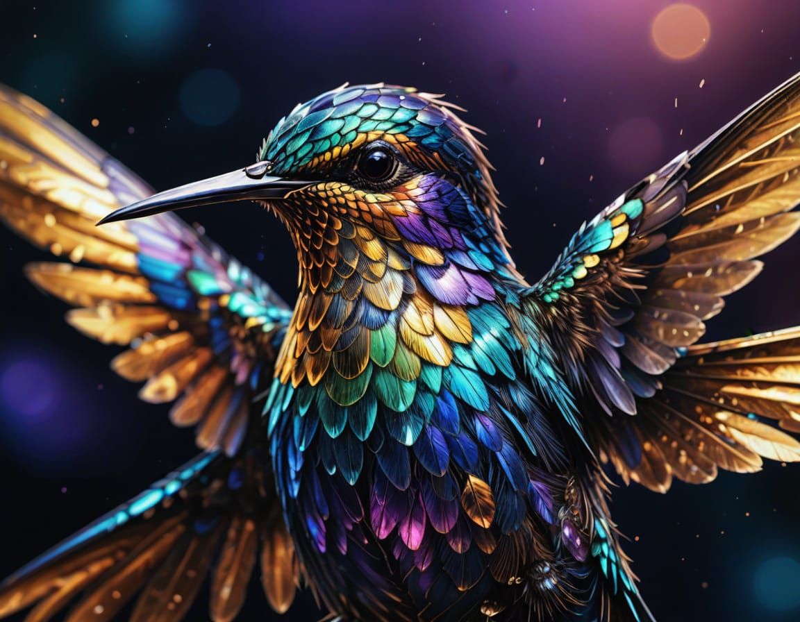 Hummingbird Feathers in Iridescent Carne Griffiths Style