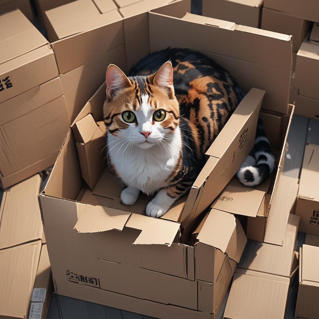 Anime Cat in a Box Concept Art