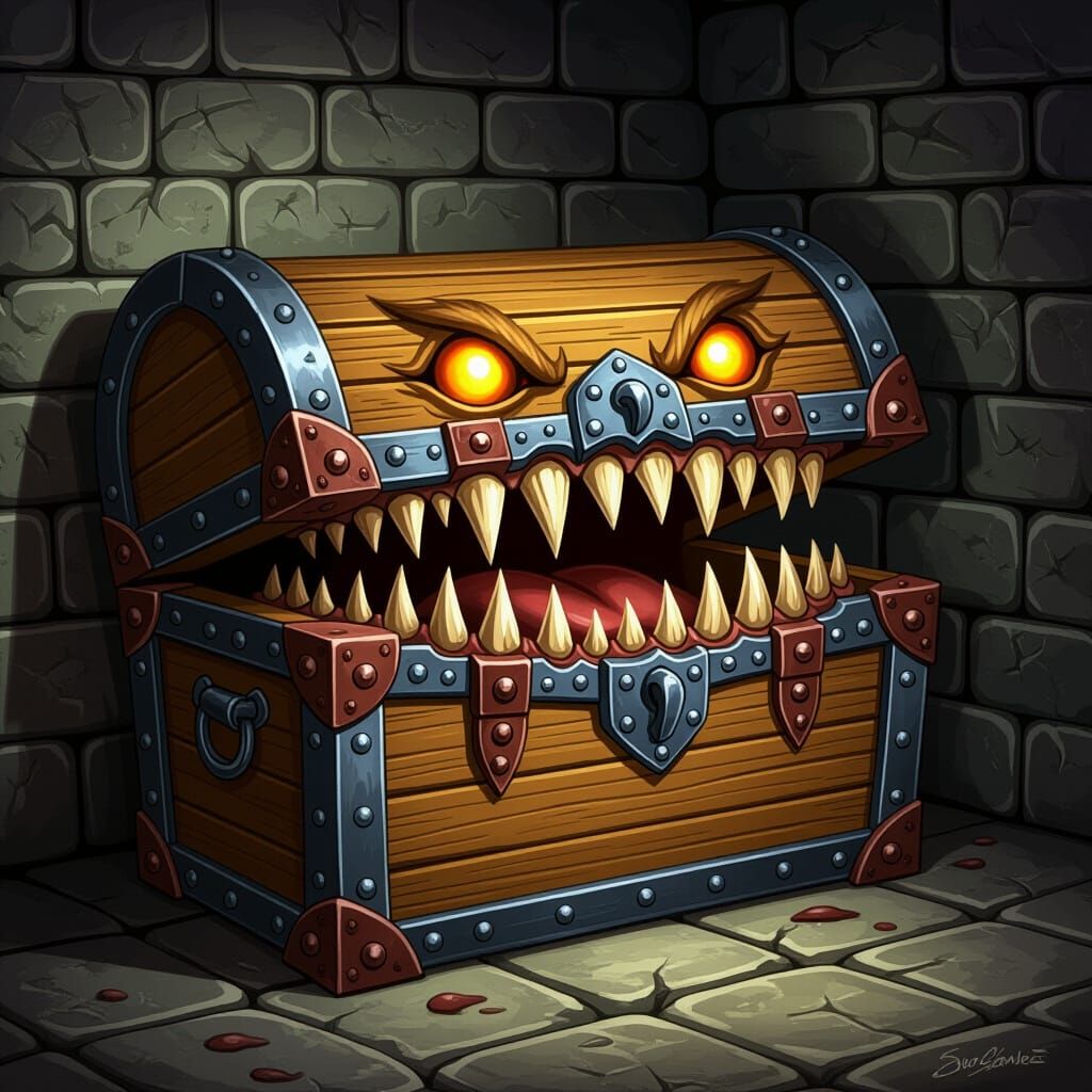 Treasure Chest Mimic in Fantasy Art Style