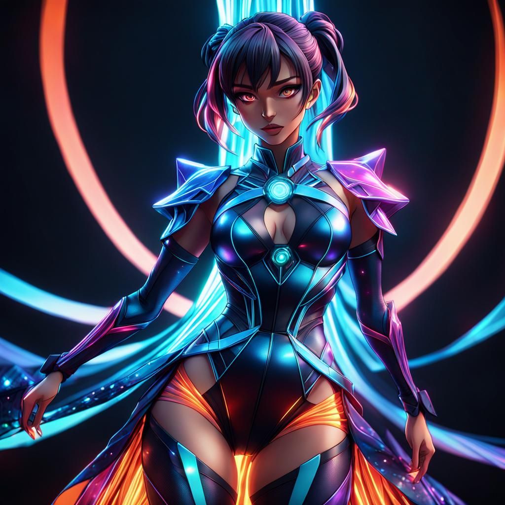 Surreal Anime Princess in Vibrant Triadic Colors