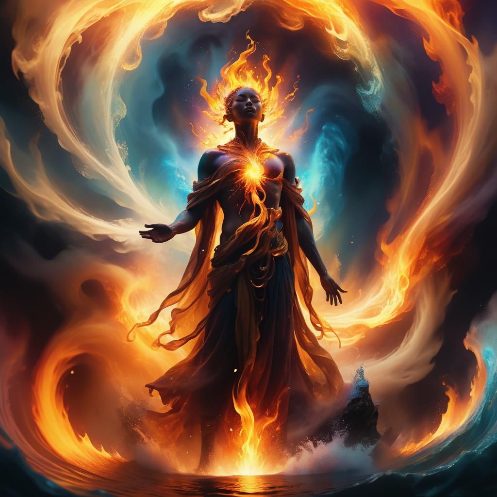 Ethereal Elemental Goddess in Vibrant, Hyper-Realistic Conce...