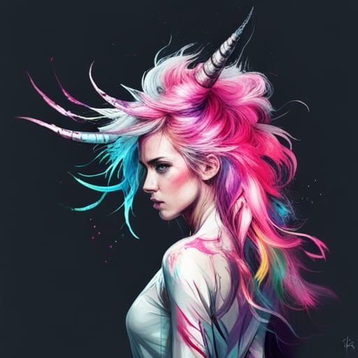 Splendid Unicorn in Vibrant Oil and Acrylic Melts