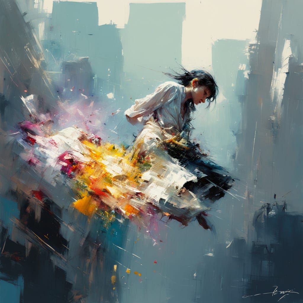 Detailed Urban Impressionist Fine Art Painting