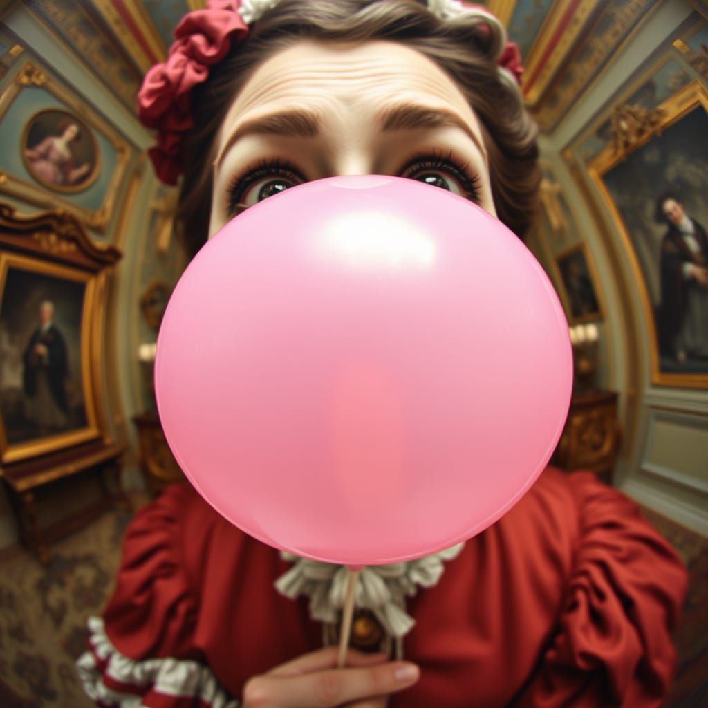 Surreal Aristocrat in Fisheye Oil Painting