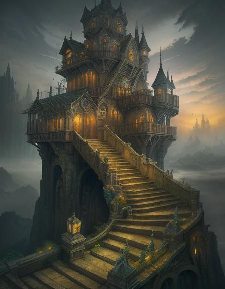 Dystopian Staircase to Nowhereland in Hypnotic Detail