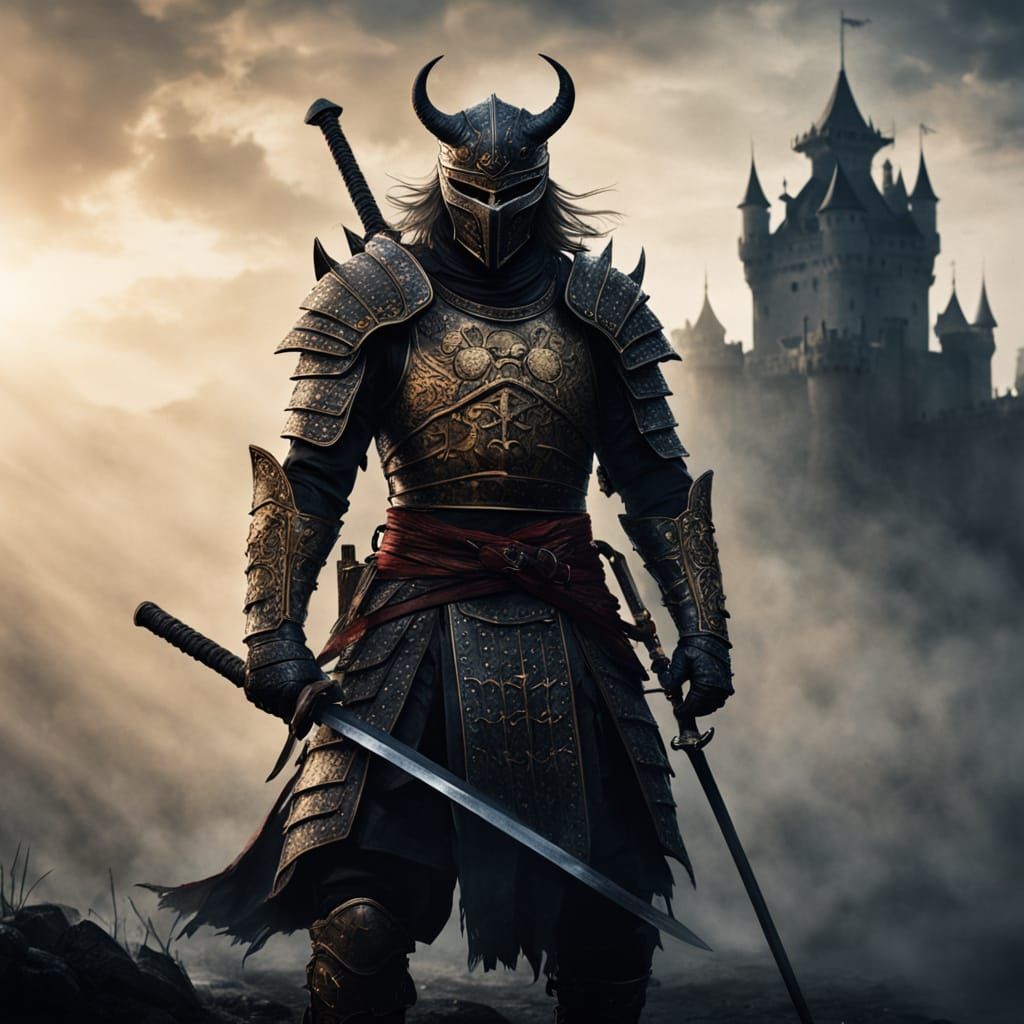 Dark Fantasy Samurai Warrior in Golden Hour