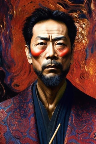 Ethereal Portrait of Jinpachi Mishima in Hyperrealistic Styl...