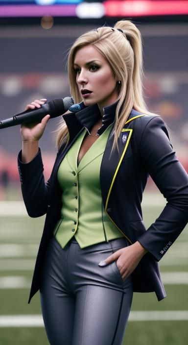 Vibrant Football Sideline Reporter in Style
