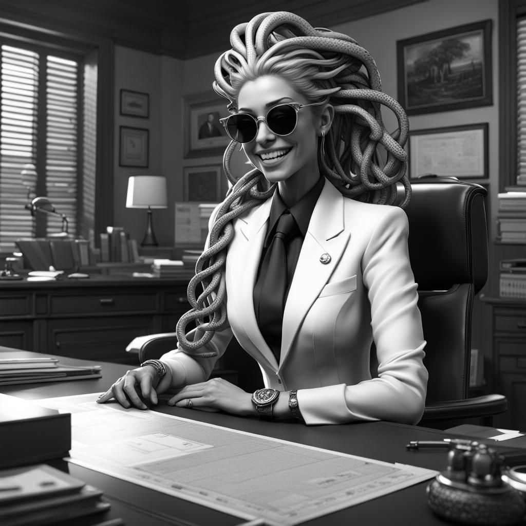 Medusa Reigns Supreme in Dark Fantasy Law Office
